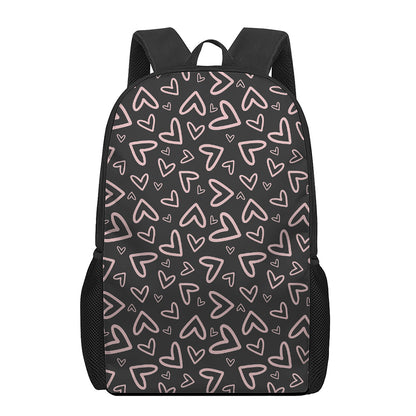 Cute Pink Heart Pattern Print 17 Inch Backpack