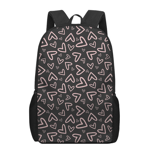 Cute Pink Heart Pattern Print 17 Inch Backpack