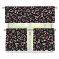 Cute Pink Heart Pattern Print 3 Piece Kitchen Curtains