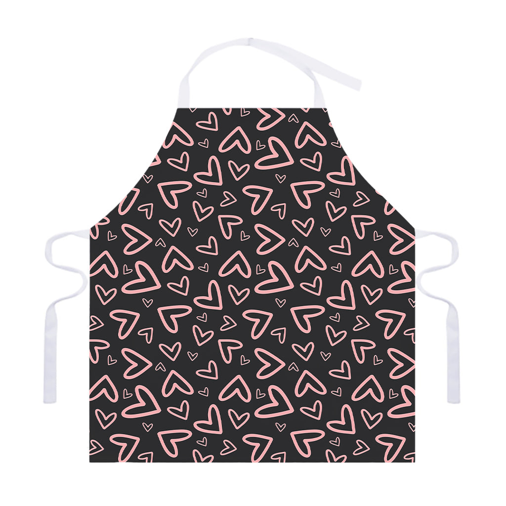 Cute Pink Heart Pattern Print Adjustable Apron