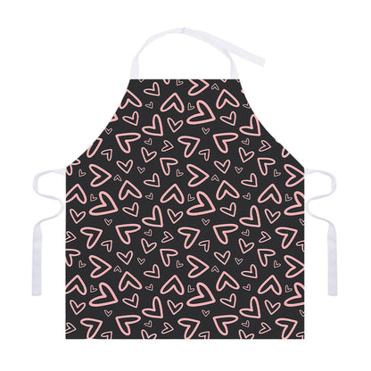 Cute Pink Heart Pattern Print Adjustable Apron