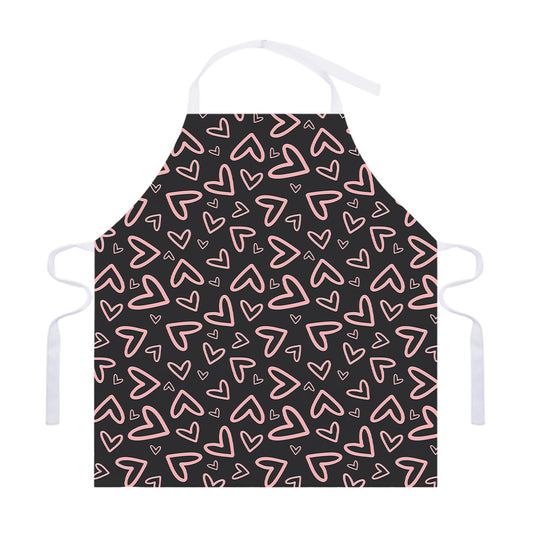 Cute Pink Heart Pattern Print Adjustable Apron