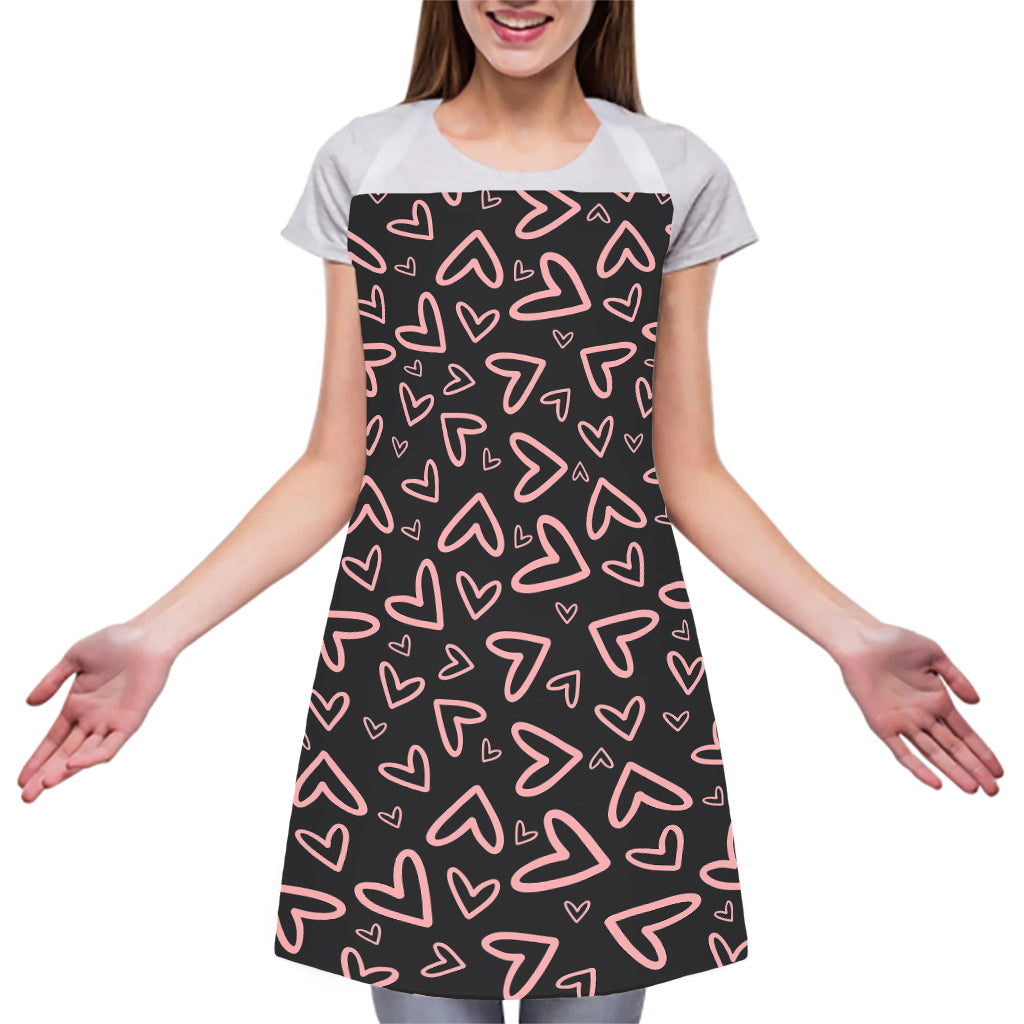Cute Pink Heart Pattern Print Adjustable Apron
