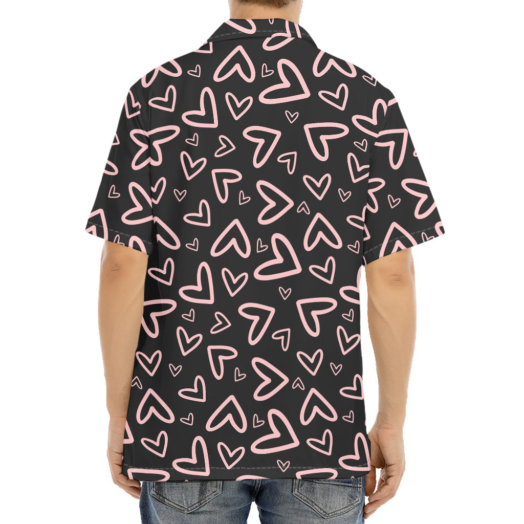 Cute Pink Heart Pattern Print Aloha Shirt