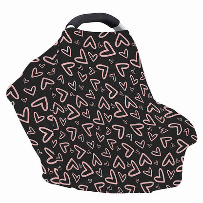 Cute Pink Heart Pattern Print Baby Seat Cover