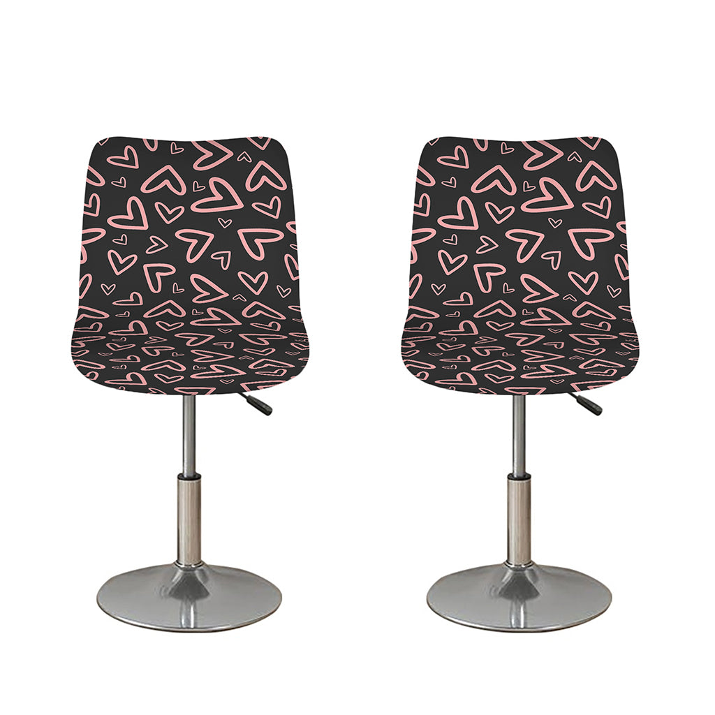 Cute Pink Heart Pattern Print Bar Stool Covers