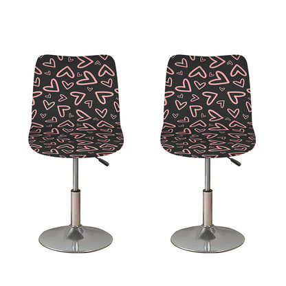Cute Pink Heart Pattern Print Bar Stool Covers