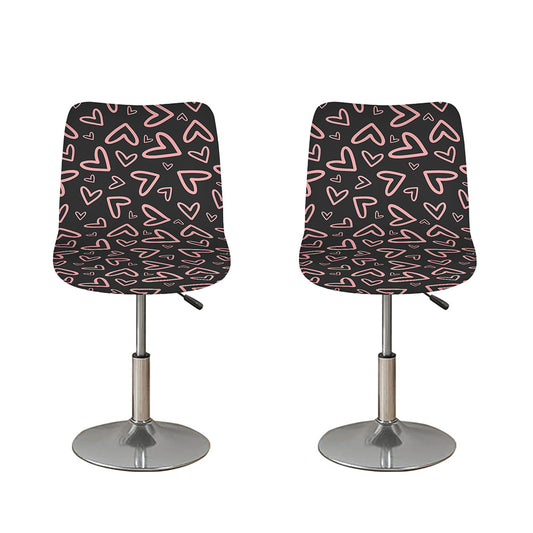 Cute Pink Heart Pattern Print Bar Stool Covers