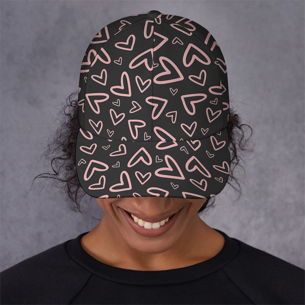 Cute Pink Heart Pattern Print Baseball Cap