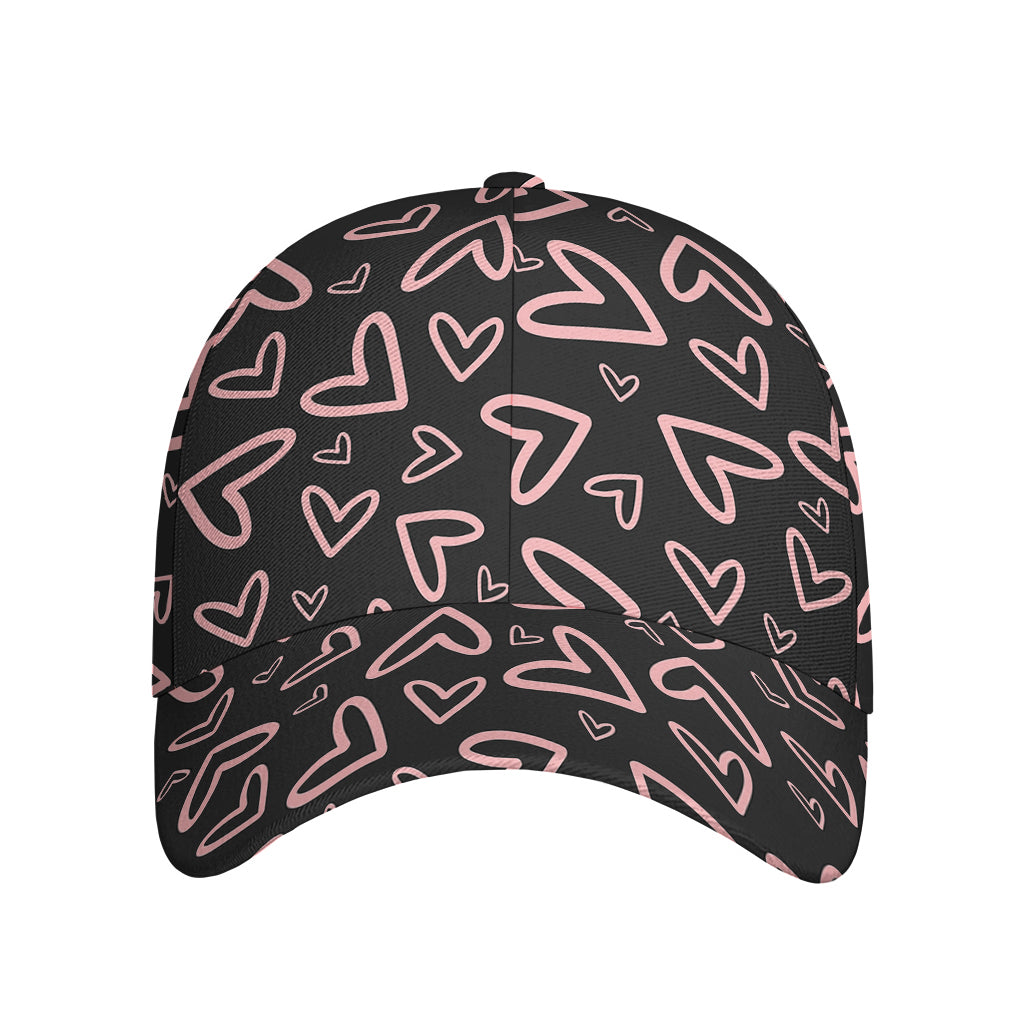 Cute Pink Heart Pattern Print Baseball Cap