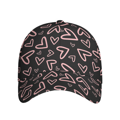 Cute Pink Heart Pattern Print Baseball Cap