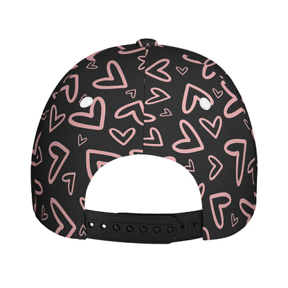 Cute Pink Heart Pattern Print Baseball Cap