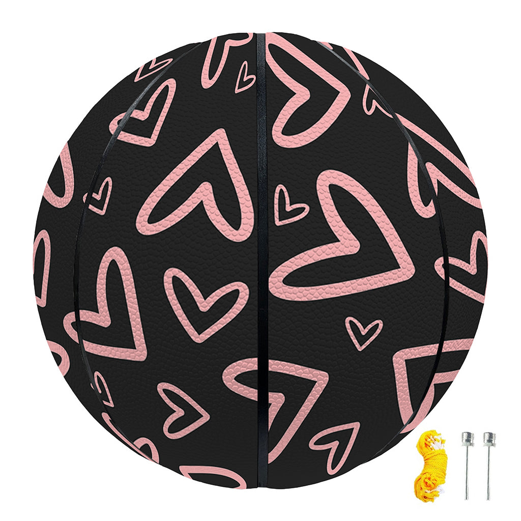 Cute Pink Heart Pattern Print Basketball