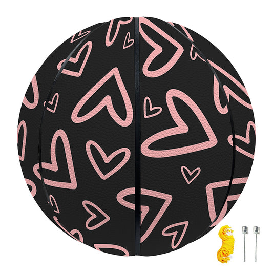Cute Pink Heart Pattern Print Basketball