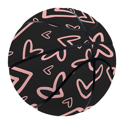 Cute Pink Heart Pattern Print Basketball