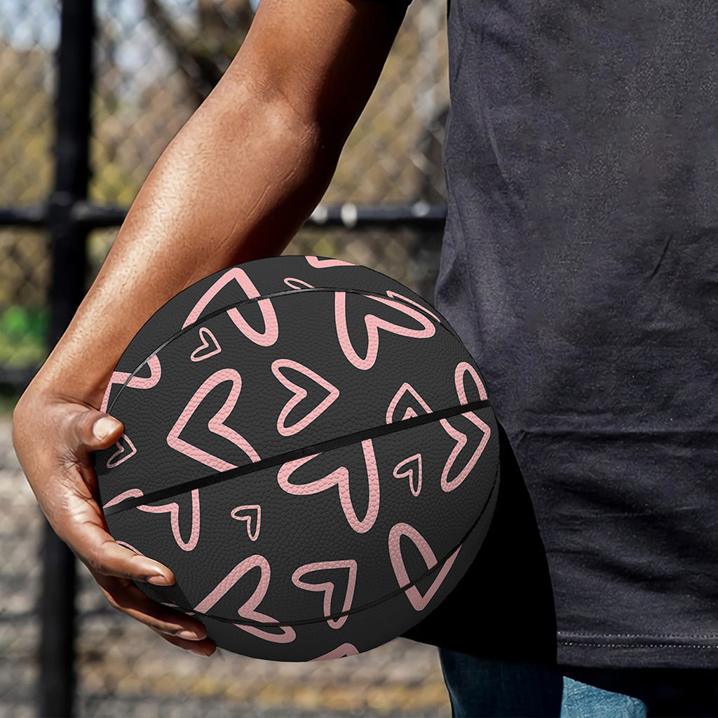Cute Pink Heart Pattern Print Basketball
