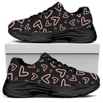 Cute Pink Heart Pattern Print Black Chunky Shoes