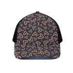 Cute Pink Heart Pattern Print Black Mesh Trucker Cap