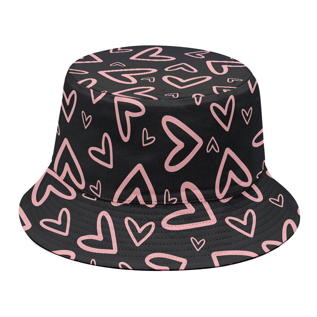 Cute Pink Heart Pattern Print Bucket Hat