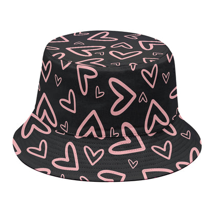 Cute Pink Heart Pattern Print Bucket Hat