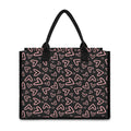 Cute Pink Heart Pattern Print Canvas Tote Bag
