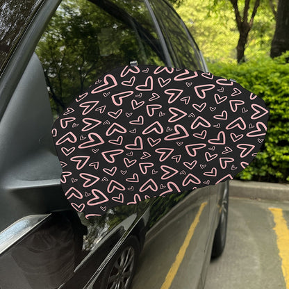 Cute Pink Heart Pattern Print Car Side Mirror Covers
