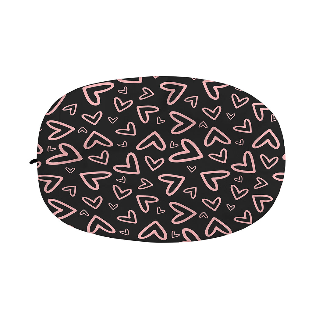 Cute Pink Heart Pattern Print Car Side Mirror Covers
