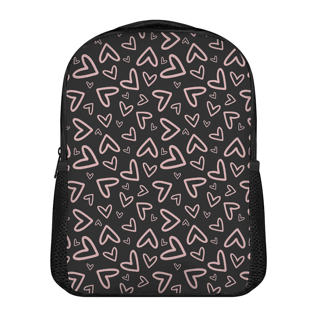 Cute Pink Heart Pattern Print Casual Backpack