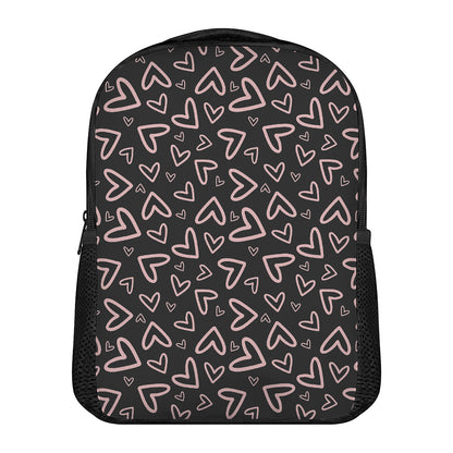 Cute Pink Heart Pattern Print Casual Backpack