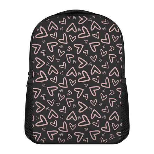 Cute Pink Heart Pattern Print Casual Backpack