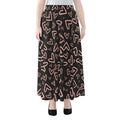 Cute Pink Heart Pattern Print Chiffon Maxi Skirt