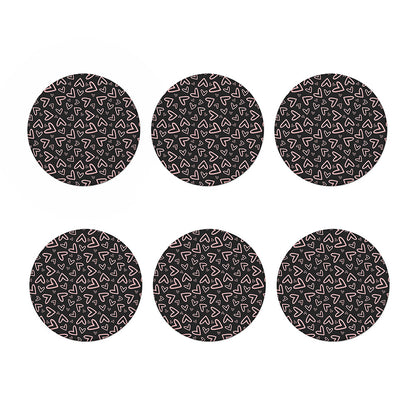 Cute Pink Heart Pattern Print Coaster Set