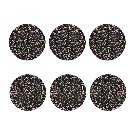 Cute Pink Heart Pattern Print Coaster Set