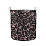 Cute Pink Heart Pattern Print Collapsible Laundry Basket