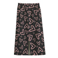 Cute Pink Heart Pattern Print Cotton Front Slit Maxi Skirt