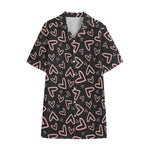 Cute Pink Heart Pattern Print Cotton Hawaiian Shirt