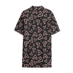 Cute Pink Heart Pattern Print Cotton Hawaiian Shirt