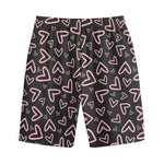 Cute Pink Heart Pattern Print Cotton Shorts