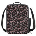 Cute Pink Heart Pattern Print Crossbody Lunch Bag