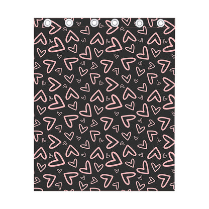 Cute Pink Heart Pattern Print Curtain