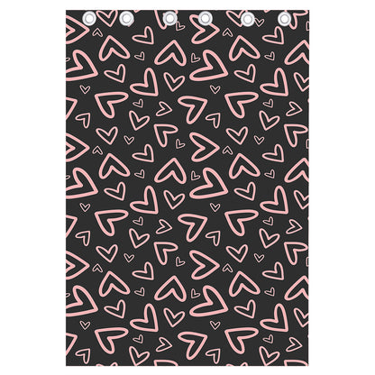 Cute Pink Heart Pattern Print Curtain