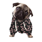 Cute Pink Heart Pattern Print Dog Zip Up Hoodie