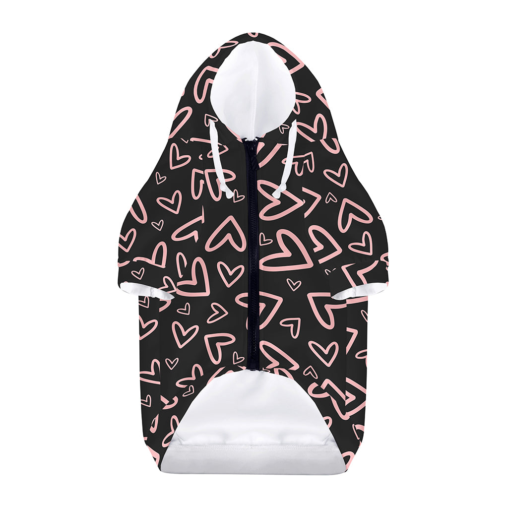 Cute Pink Heart Pattern Print Dog Zip Up Hoodie
