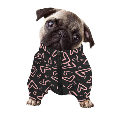 Cute Pink Heart Pattern Print Dog Zip Up Jacket