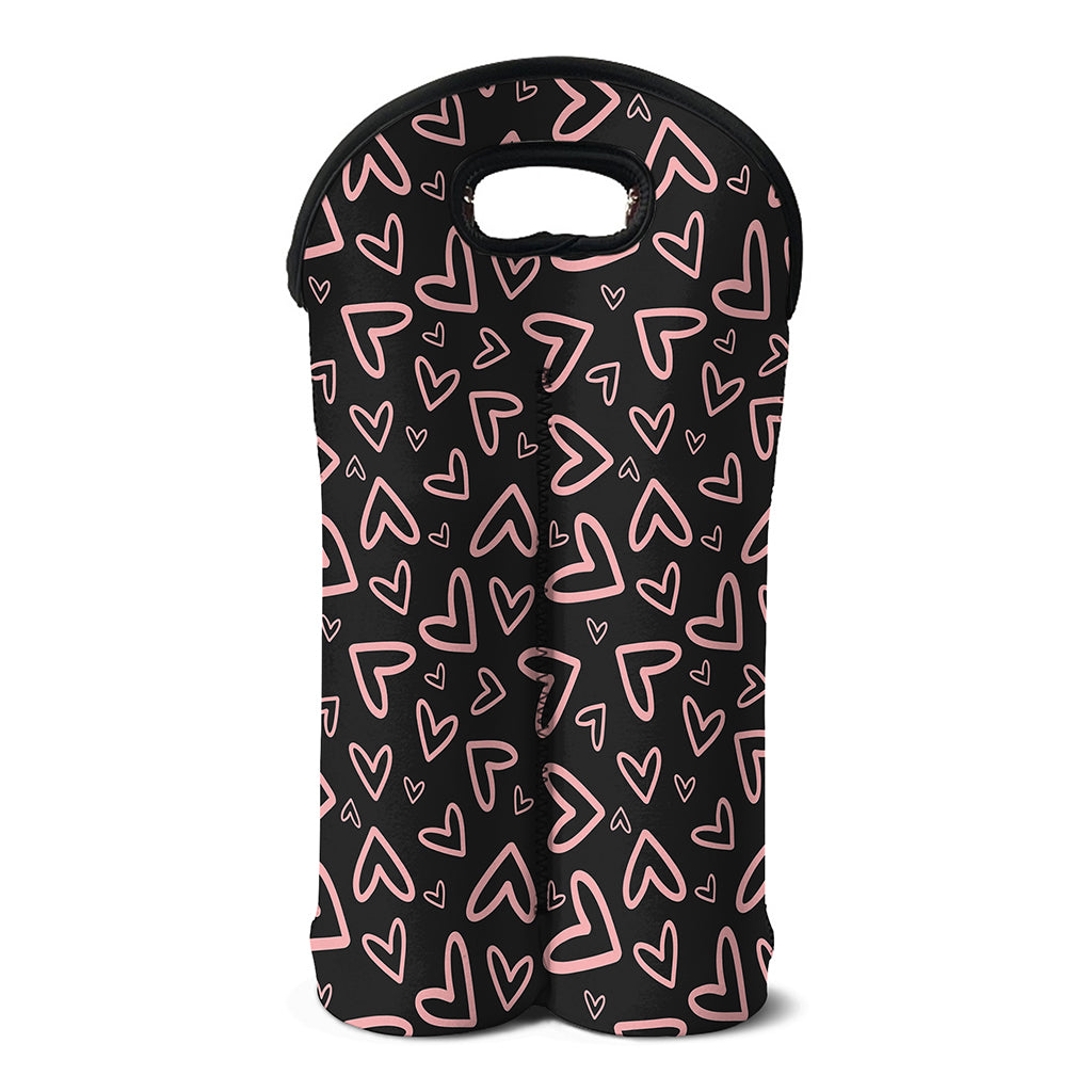 Cute Pink Heart Pattern Print Double Neoprene Wine Tote