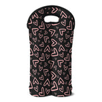 Cute Pink Heart Pattern Print Double Neoprene Wine Tote