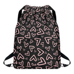 Cute Pink Heart Pattern Print Drawstring Backpack