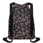 Cute Pink Heart Pattern Print Drawstring Backpack