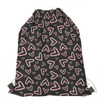 Cute Pink Heart Pattern Print Drawstring Bag