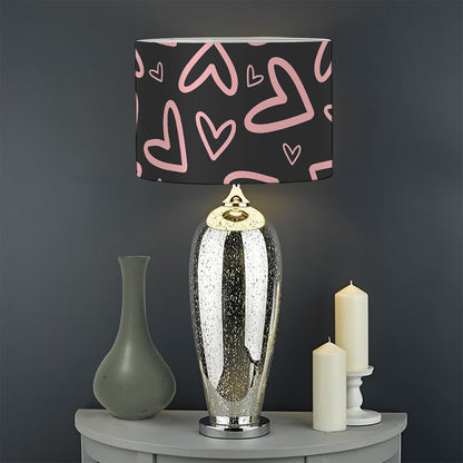 Cute Pink Heart Pattern Print Drum Lamp Shade
